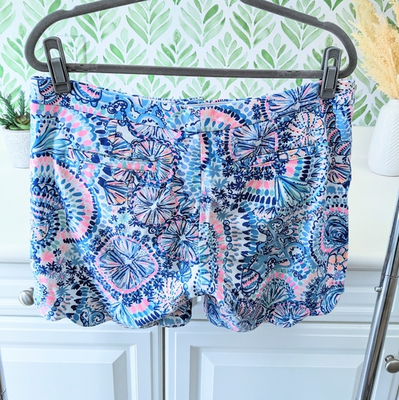 Lilly Pulitzer Darci Knit Shorts Blue Grotto Commotion in the Ocean - Picture 7 of 14